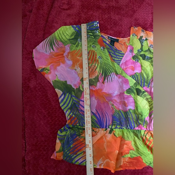 Lane Bryant Tunic Top Blouse Cover Up Floral Hawaiian Print Sheer Size 16 - Picture 6 of 11